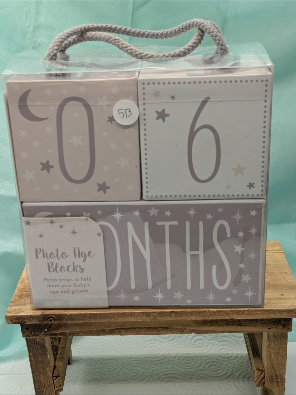 Neutral Gray Baby Photo Age Blocks - Months Milestone Set New